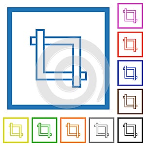 Crop tool flat framed icons
