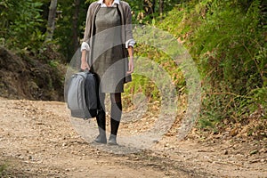 Crop view of atractive young universitarian woman with backpack