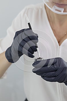 Cropped Beautician Prepares Tint for Dying Lashes During Eyelash Lamination Treatment