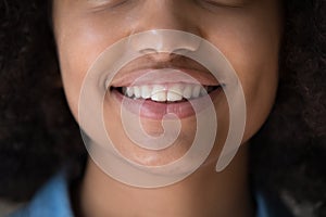 Cropped closeup face view lower part of beautiful African girl