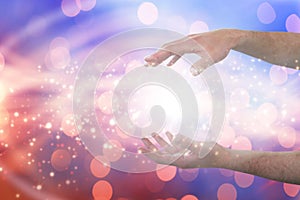 Composite image of cropped hands of man gesturing