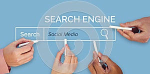 Composite image of cropped hands of people holding chalks