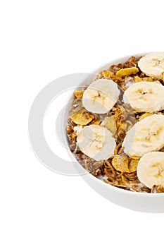 Cropped image of bowl of cereal with banana