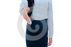 cropped image of businesswoman shaking hand isolated