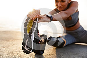 Cropped image of disabled athlete woman