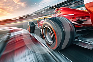 Cropped Image of Race Car Speeding on Track with Motion Blur Effect