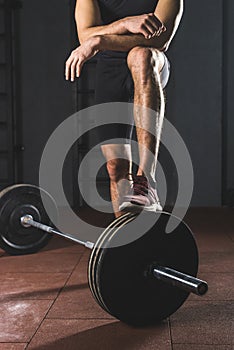 Cropped image of resting sportsman