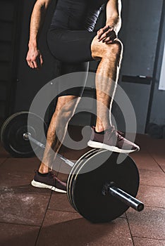 Cropped image of resting sportsman