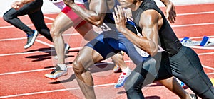 Cropped photo of athlete runners running on track