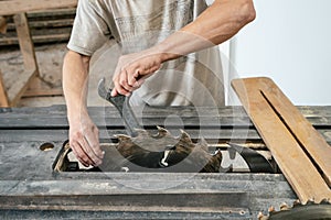Cropped photo of cabinetmaker handcraft or tradesman maintenance