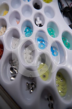 Cropped photo of stomatological kit for polishing and grinding teeth
