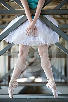 Cropped picture legs of graceful ballerina in