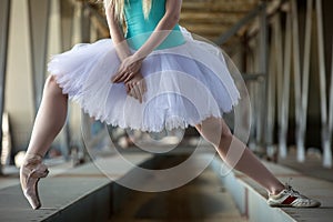 Cropped picture legs of graceful ballerina in