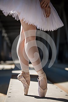 Cropped picture legs of graceful ballerina in