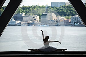 Cropped picture legs of graceful ballerina in