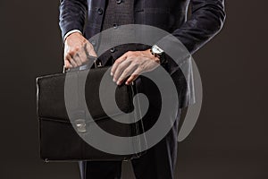 cropped shot of businessman holding briefcase