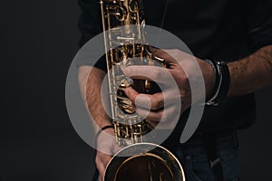 cropped shot of jazz musician