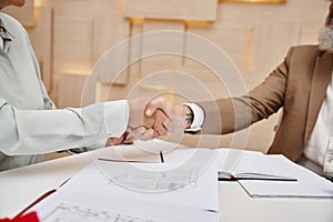 cropped shot of woman shaking hands