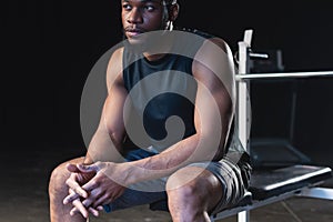 cropped shot of young african american sportsman photo