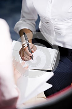 Cropped view of African American woman writing