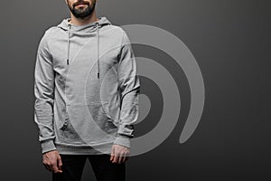 Cropped view of bearded man in