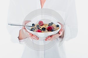 Cropped view of bowl of cereals