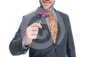 cropped view of businessman holding car key