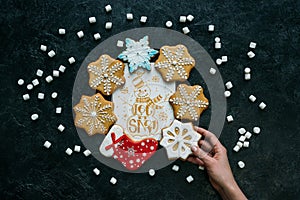Gingerbreads with christmas greeting card