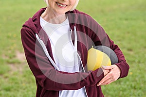cropped view of senior sportswoman