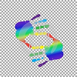 cropping symbol made of rainbow hands and copy space