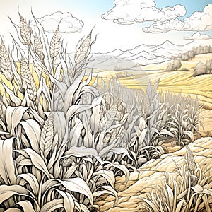 crops from farm, white background