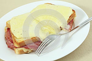 Croque monsieur at an angle photo