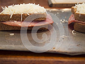 Croque Monsieur French Grilled Ham and Cheese Sandwich