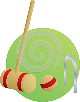 Croquet game with mallet and ball