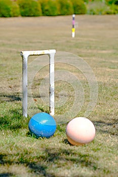 Croquet hoop and balls