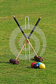 Croquet Mallets Ready for a Game photo