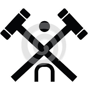 croquet wood mallet icon. croquet sign. croquet equipment symbol. flat style