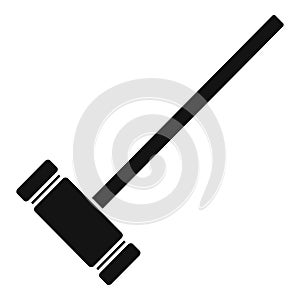 Croquet wood mallet icon, simple style