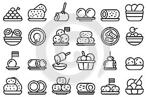 Croquette icons set outline vector. Baked ball