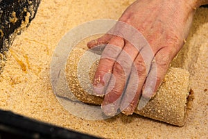 Croquette rolled in breadcrumbs