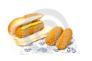 Croquette sandwich a napkin with a Dutch design
