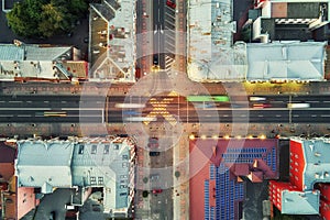 Crosroad in the city with blurred cars