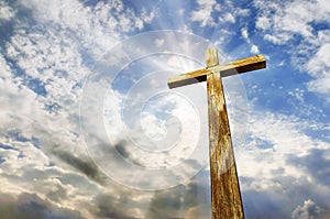 Cross against the sky. Easter. Christian symbol