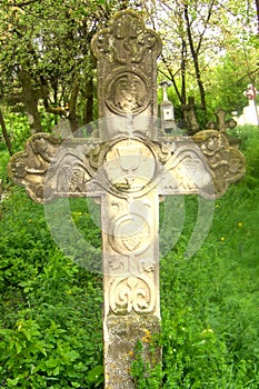 Cross in Arbore Monastery, Moldavia, Romania photo