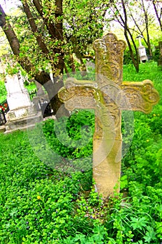 Cross in Arbore Monastery, Moldavia, Romania photo
