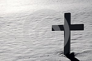 Cross at Arlington Cemetery in Winter photo