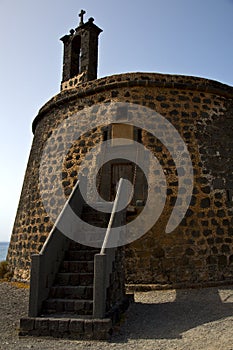 Cross arrecife lanzarote castillo de las coloradas spain the old photo