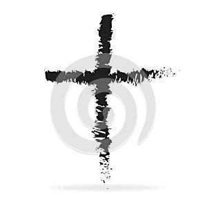 Cross of Ashes Christian religion symbol in grunge style