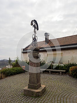 Cross at Bartok Bela street, Szentendre, Hungary photo