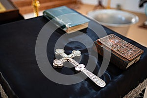 Cross Bible ambo Russia Bataysk 03.28.2020 Church. photo
